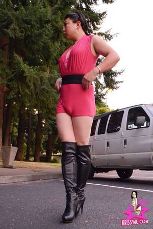 asian shemale in public - Naughty Asian Tgirl in black boots!
