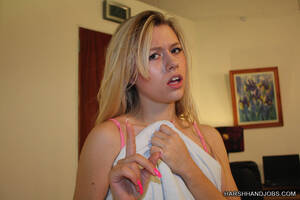 Angry Blonde Porn - Angry blonde bitch gives perfert a harsh handjob in bedroom - Pichunter