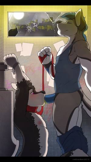 Furry Toilet Porn - e621 2013 anthro bathroom bdsm blue_penis blush bondage bound canine  clothed clothing collar digital_media_(artwork