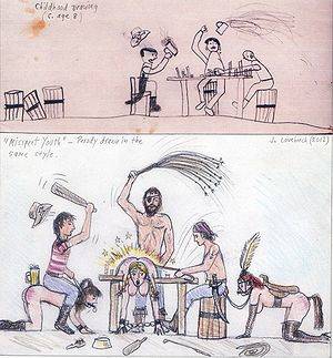 cinderella spanked - Parody of a childhood pirate sketch (c. age 8) drawn in the same style  (Jameslovebirch, 2012).