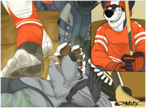 Fury Foot - 2014 2boys animal feet fetish foot foot_fetish foot_in_face furry  furry_only gay hockey jock jwolfsky lick male
