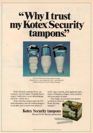 Jumbo Tampon Porn - 1980 Kotex Security Tampons Kimberly Clark Original Print Vintage Magazine  Ad: Maybe they were looking