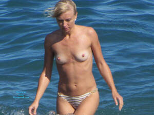 amateur blonde bikini beach topless - Topless Blonde Enjoying The Beach - May, 2014 - Voyeur Web Hall of Fame