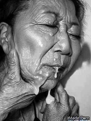mature white wife black facial - Porn image of cum in mouth oil facial looking at viewer woman 90 japanese  created by AI