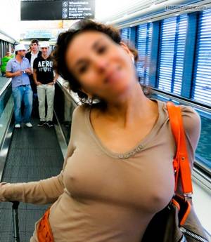 mature braless huge boobs - Braless and horny at the airport