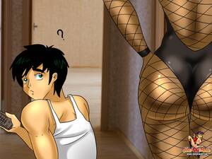 ebony shemale anime - Cartoon ebony shemale with hot curves and two trannies bang a guy - PornPics
