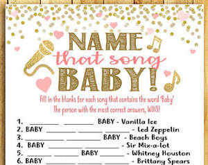 Boys Taking A Bath Porn - Baby Shower Game - Name That Song, BABY! - Coral Pink and Gold -