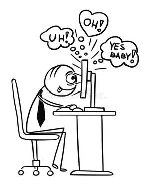 computer cartoon porn - Download Cartoon Of Man Watching A Porn,Pornography, Sexual Video Movie O  Stock Vector