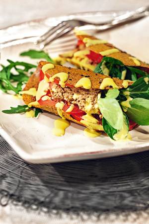 Croatian Cuisine - Raw empanadas (tortillas stuffed taco filling, arugula and cherry tomatoes)  #croatian #