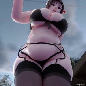 Hose Inflation Porn - Lingerie Dressed & Curvy 3D Mei Filling Herself Up by Hose (Belly Inflation)