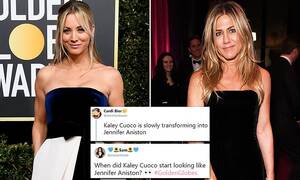 Kaley Cuoco Fat Porn - People on Twitter think Kaley Cuoco looked like Jennifer Aniston at the  Golden Globes | Daily Mail Online