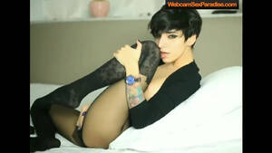 Black On Short Hair - Tattooed chick with black short hair and perky tits in bl... | Any Porn