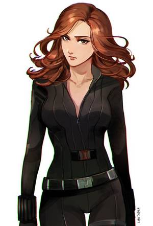 black widow avengers sex toon - avengers belt beltskirt black widow bodysuit breasts brown hair closed  mouth cowboy shot gloves k lips long hair looking at viewer marvel natasha  romanoff ...