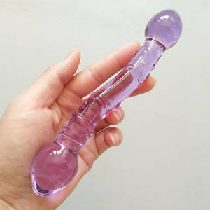 Girls With Sex Toys Glass - New Glass Sex Toy Purple Crystal G-spot Stimulater Vagina Massager Anal  Plug Women Double