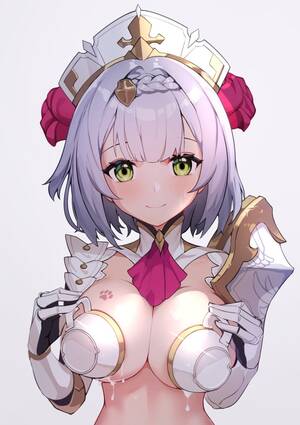 naked anime girls lactating - Rule 34 - big breasts blonde hair breast milking breasts covering cute ett  female genshin impact green eyes hair half-dressed half naked lactating in  cup lactation looking at viewer maid milk noelle (