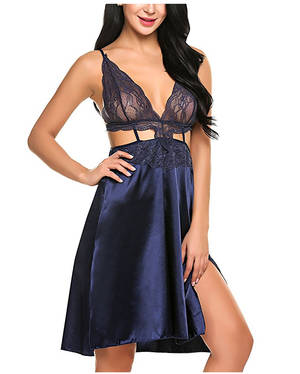 Night Gown Porn - Women Erotic Porn Sexy Lingerie Satin Nightgown Lace Night Dress Nightwear  Nightdress Nightie Costume Red Green Blue Black Brown-in Babydolls &  Chemises ...