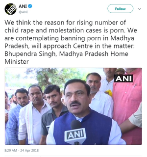 Molestation Porn Captions - Porn behind rising child rape cases, says MP home ministerâ€‹ Bhupendra Singh  - India Today