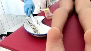 latex glove anal injection - Nylon Nurse investigates patient with enema, speculum and fisting with her latex  gloves | xHamster