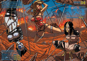 Marvel Domino Porn - 3girls arms_behind_back ball_gag blindfold blindfold_(marvel) bondage  boom-boom breasts cleave_gag crotch_rope domino