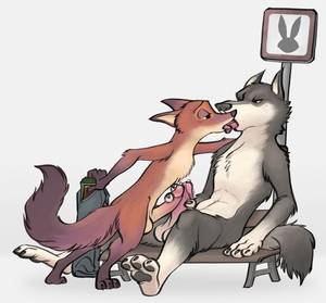 disney handjob - e621 anthro balls bench black_fur canine claws clothing digitigrade disney  duo erection eye_contact fox french_kissing frottage