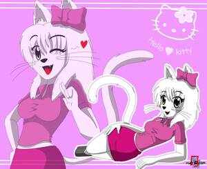 Hello Kitty Tag Team Porn - 94959 - safe, artist:kyosaeba, hello kitty (sanrio), cat, feline, mammal,  anthro, hello kitty (series), sanrio, bottomwear, breasts, clothes,  duality, female, older, skirt, solo, solo female, tail - Furbooru