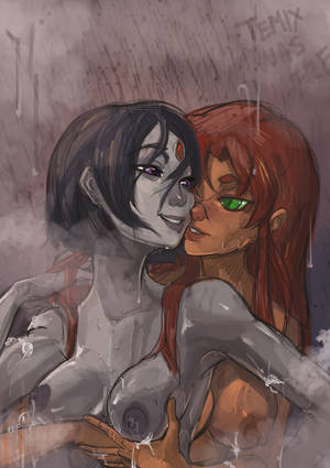 anime lesbian hentai shower - Raven and Starfire shower by TemixArt