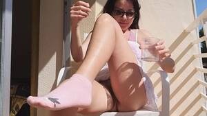 hotel upskirt - Up Dress NO PANTIES at Hotel Balcony # Public Pussy Tanning and Watering -  Pornhub.com