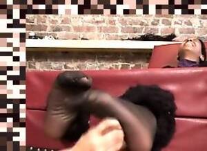 lesbian pantyhose tickling - Lesbian nylon foot tickle - video