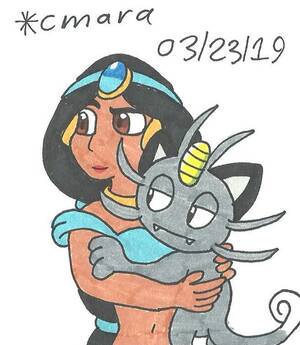 Aladdin Pokemon Crossover Porn Comic - 87351 - safe, artist:cmara, princess jasmine (aladdin), alolan meowth,  fictional species, human, mammal, meowth, aladdin (disney franchise),  disney, nintendo, pokÃ©mon, 2d, ambiguous gender, crossover, duo, female,  traditional art - Furbooru