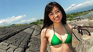 all gravure videos - Charming Asian sweetie with pretty smile Ami Kikuchi looks so innocent