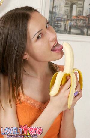 babe eating her skinny - Skinny teen Lovely Irene strips to her socks while eating a banana -  NakedPics