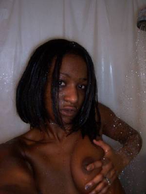 dark black hoes - Dark skinned amateur teen with small firm tits and bald pussy takes a shower