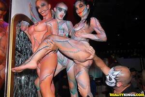 halloween sex party porn - 3 halloween sex party babes get fucked in their naked cat painted bodys hot  club fucking group sex pics