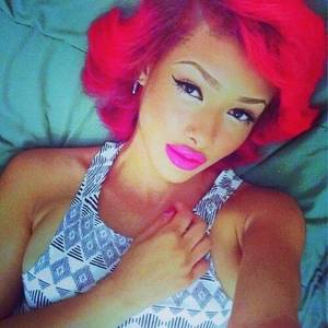 Bright Red Hair - love the bright red hair color and bright pink lips