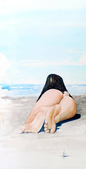 adult beach nudist image gallery - Nude Beach Painting by Richard Hahn - Pixels