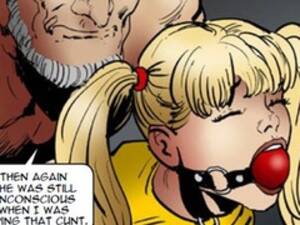 Blondie Cartoon - Gag-balled pigtailed blondie with robed hands gets - The Cartoon Sex