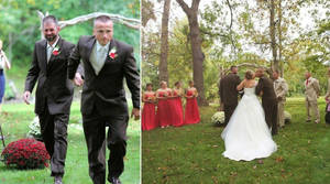 Dad Fucks Bride - The father of the bride stopped the wedding mid-walk to grab his daughters  stepdad so they could walk her down the aisle together.