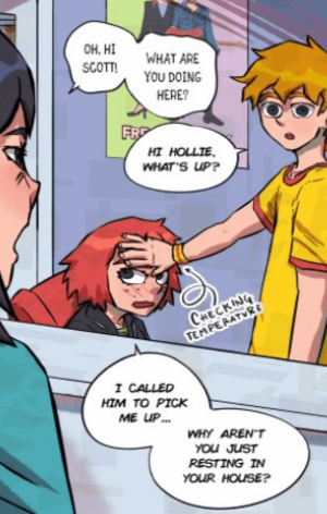 kim kardashian pussy cartoon - Scott can be so sweet at times, checking Kim's temperature! â˜ºï¸ :  r/ScottPilgrim