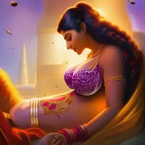 Mom Big Tits Sleeping - AI Art Generator: Indian nude big boob mother sleeping on the bee