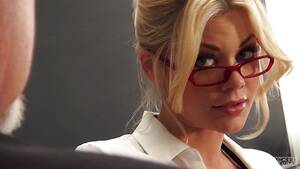 blonde teacher glasses - Blonde teacher Riley Steele gets shafted in the classroom | PornerBros