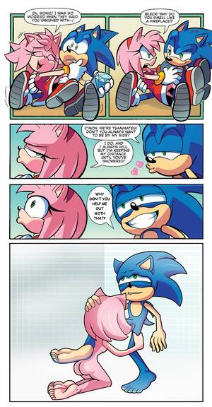 Amy Rose Shower Comic Porn - Rule 34 - 1boy1girl amy rose archie comics barefoot bathroom biting lip  blowjob blue hair comic countershade feet dialogue dirty edit edited feet  green eyes naked nude pink hair sega shiny shiny