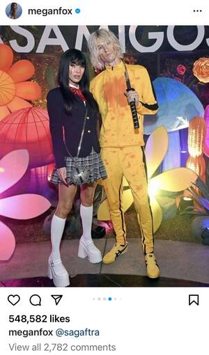 Cindy Crawford Schoolgirl Porn - Megan Fox tags SAG-AFTRA in pics of her and MGK defying the union's  Halloween costume guidelines : r/Fauxmoi