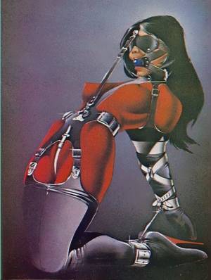 latex sex bondage art drawing - Bondage of a fully restrained Woman (Bishop)