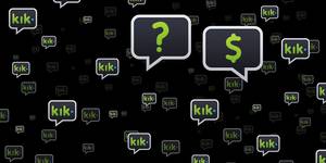 adult sex chat kik - Kik logos with '?' and '$' inside speech bubbles