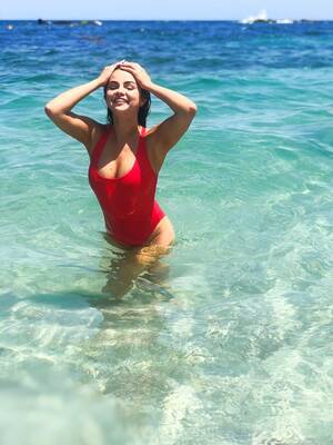 beach porn selena gomez - Selena Gomez Sexy Photos: Singer Sizzles in Red Swimsuit