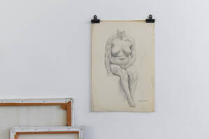 American Dad Porn Pencil Art - Vintage Original 1950s Pencil Female Nude Life Drawing By Artist Robert  Arthur Bramwell | Robert Arthur Bramwell | Vinterior