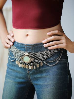 Chain Belt Porn - at Free People Merin Stone Belt - jade