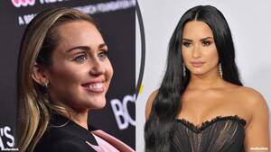 hot lesbian orgy demi lovato - Miley Cyrus & Demi Lovato Are Friends Because They're Both 'Gay AF'
