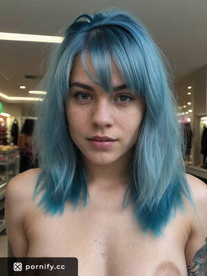 Blue Hair Teen - Sexy Swedish Teen with Photorealistic Blue Hair Cooks Up a Storm in a  Shopping Mall | Pornify â€“ Free PremiumÂ® AI Porn