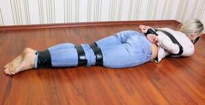 barefoot girl bound jeans - BoundHub - jeans bound and gagged